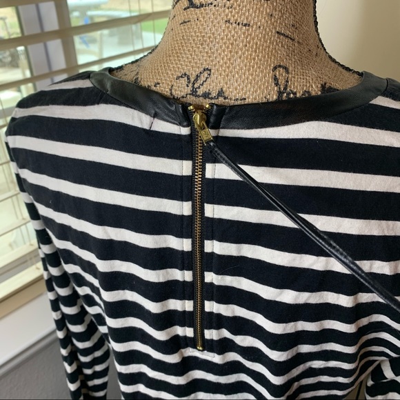 J. Crew Striped Faux Leather Sleeve Stripe Top - Picture 11 of 14